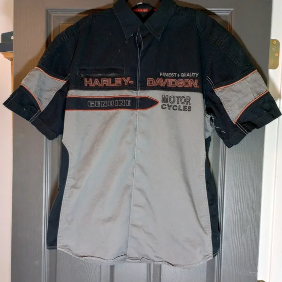 Harley Davidson Motorcycles Genuine Button UpMechanic Shop ShirtEmbroidered